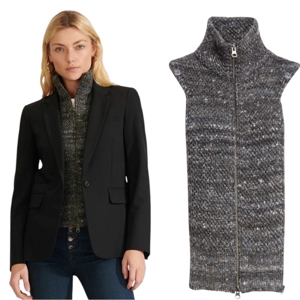 NWOT$298 Veronica Beard Lynn Alpaca wool charcoal grayblack Dickey Jacket insert